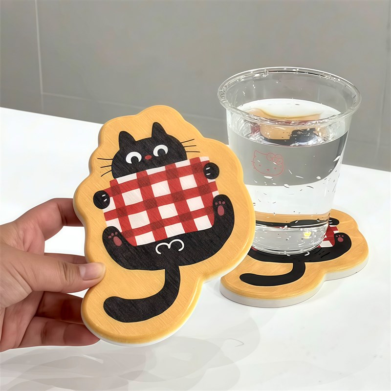 小猫杯垫家用桌h面厨房硅藻泥吸水隔热防烫防滑可爱加厚创意水杯