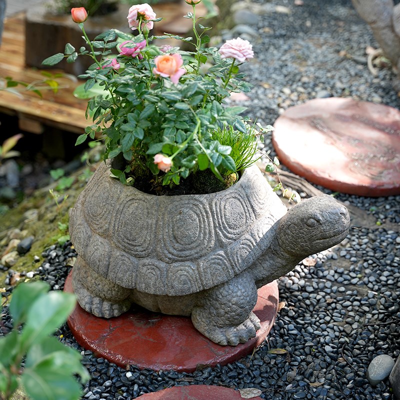 中式花园仿石乌龟花盆户外庭院动物盆景装饰别墅阳台布.置造景摆