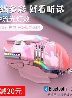 鼠标无线电竞机械游戏金属电脑办公粉色可充电式女生无限蓝牙静音