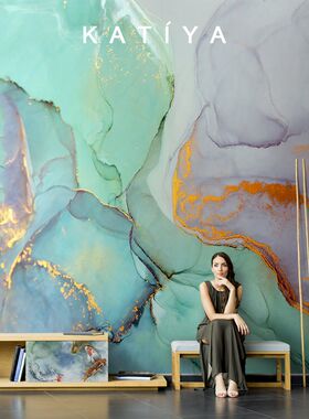 北欧手绘抽象油画墙纸客厅沙发电视背景墙布3d立体壁纸艺术壁布