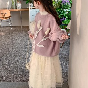 女童裙子秋冬款2024新款儿童公主裙冬装套装女大童连衣裙冬季加绒