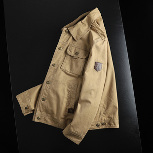 大码来!纯棉纱卡面料!秋冬男士翻领多口袋工装休闲夹克外套潮