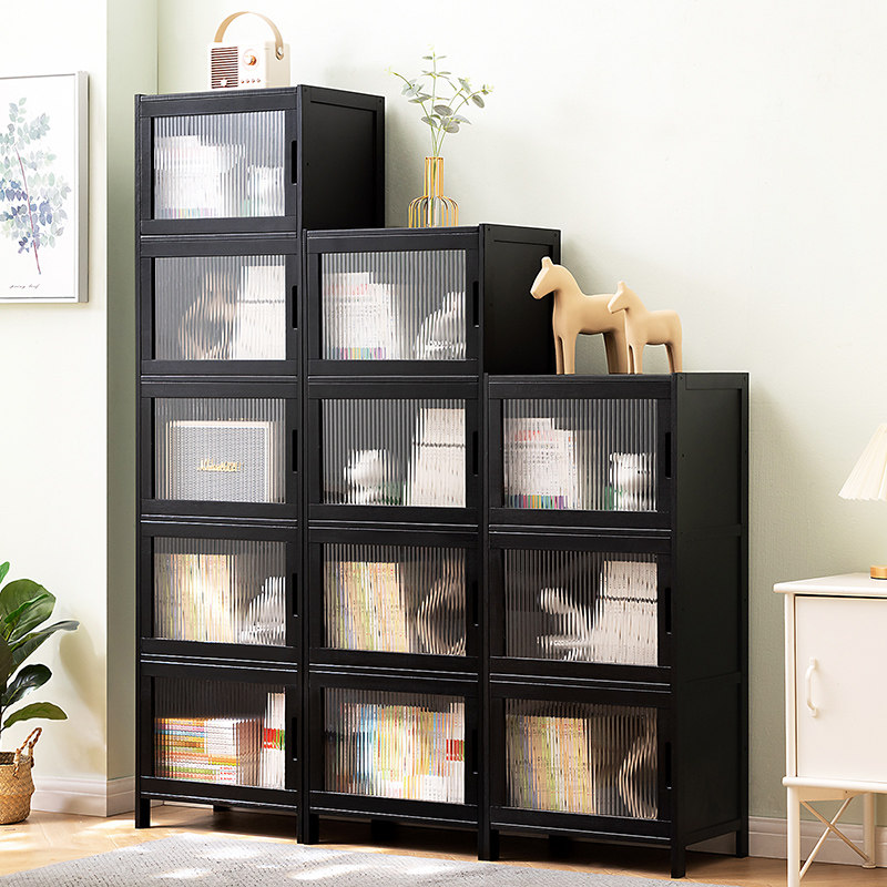 书柜现代简约带门防尘格子柜组合立柜窄柜储物柜落地实木置物书架,住宅家具,单个书柜,淘宝优惠券,粉丝福利购,淘宝优惠卷