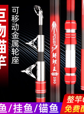 可视锚鱼竿专用锚鱼竿锚杆碳素锚杆套装超硬超轻巨物远投甩竿划鱼