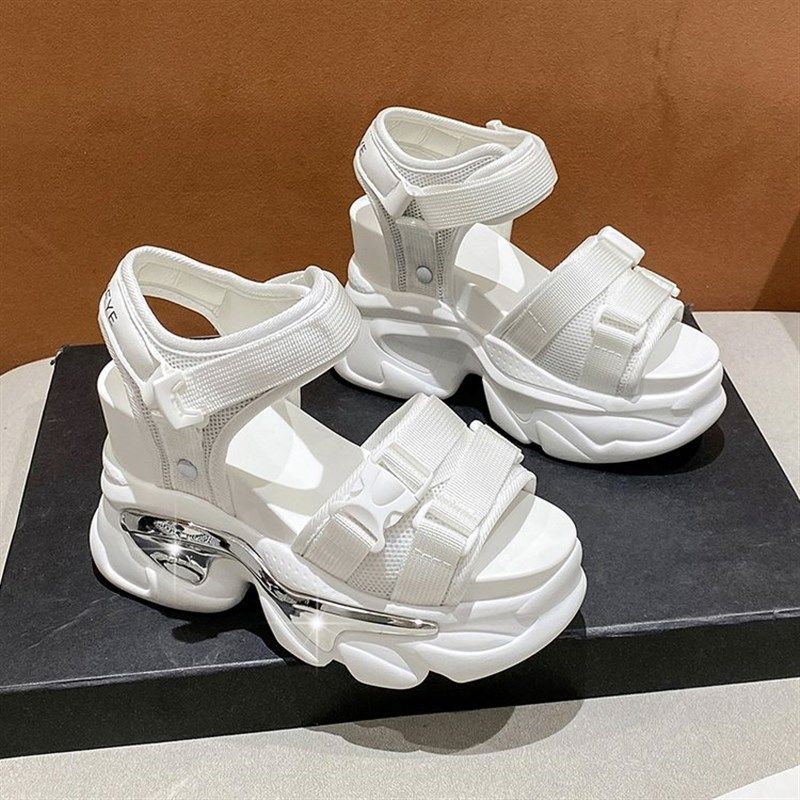 松糕厚底凉鞋女夏季2023年新款小个子超高跟内增高仙女风时装凉鞋,女鞋,罗马凉鞋,淘宝优惠券,粉丝福利购,淘宝优惠卷