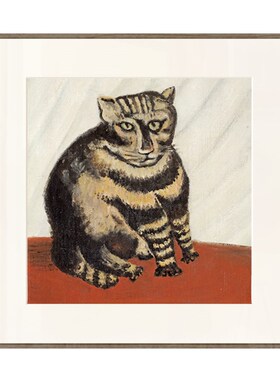 丘山生活 猫 卢梭日式挂画餐厅民宿和风装饰画正方形画卧室咖啡馆