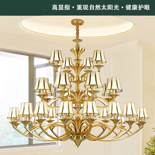 欧式客厅全铜大吊灯别墅复式楼三层四层多层吊灯定制奢华大厅灯具