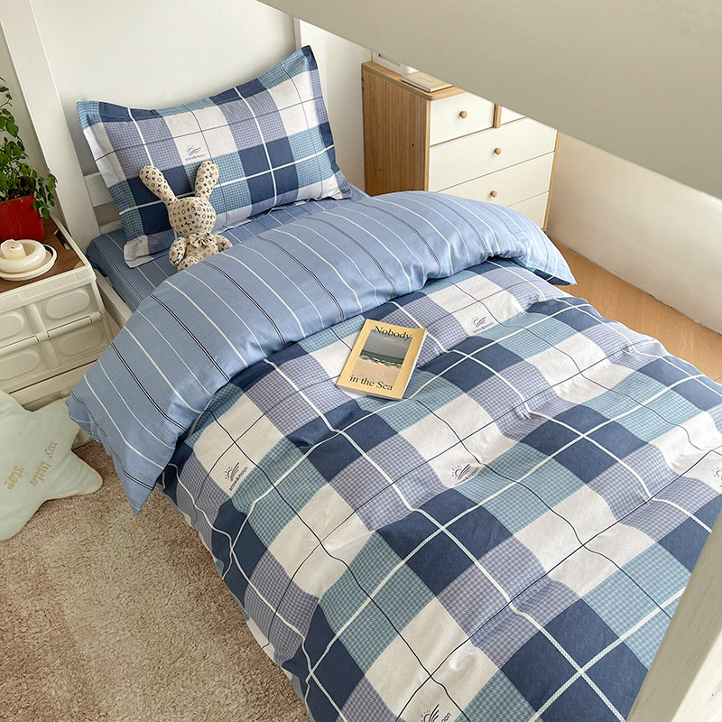 全棉单人上下铺三件套大学生100纯棉宿舍牀单被套简约0.9/1.2米牀