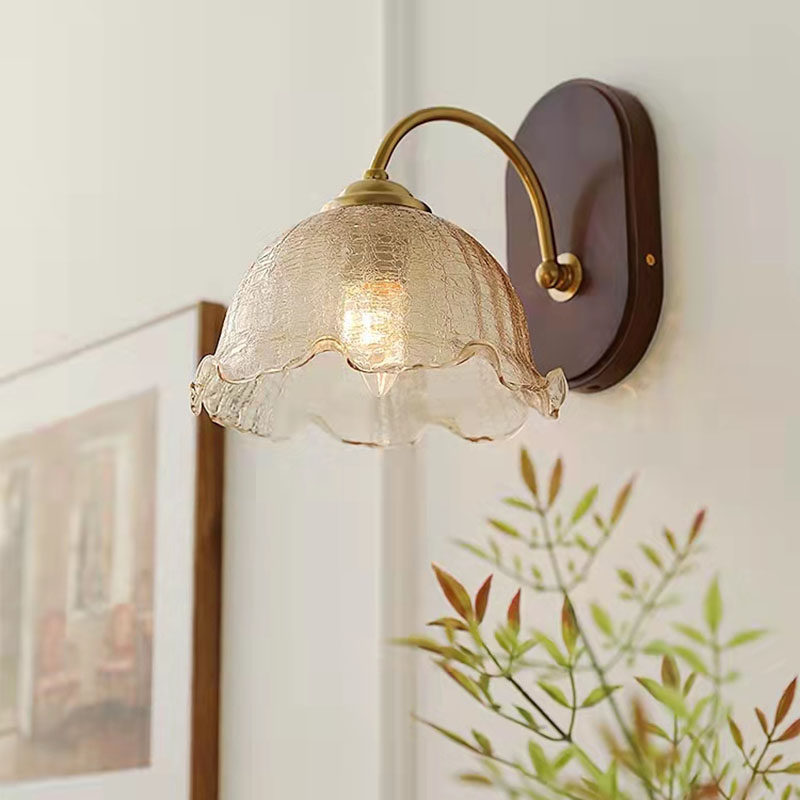 北欧玻璃美式黄铜色灯杯旧走廊书房木质民宿日式复古卧室床头壁灯,家装灯饰光源,壁灯,淘宝优惠券,粉丝福利购,淘宝优惠卷