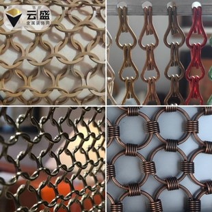金属装饰网厂垂帘窗帘天花吊顶金属螺旋编织网隔断不锈钢圆环挂钩
