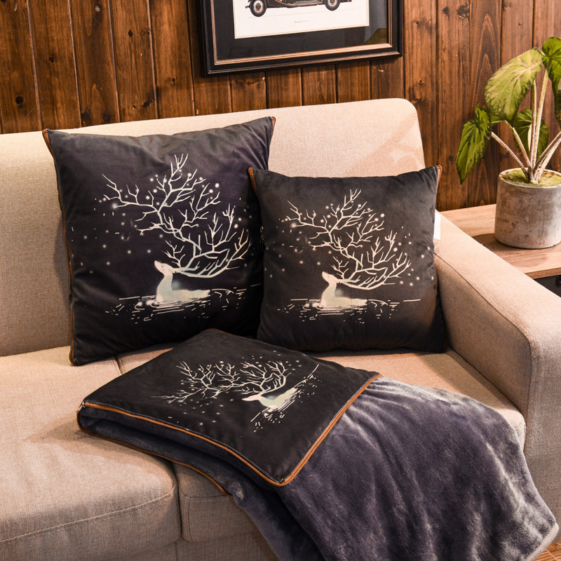 抱枕被子两用加绒加厚宿舍保暖毯冬季沙发靠垫腰车子靠枕可爱卡通,居家布艺,抱枕被,淘宝优惠券,粉丝福利购,淘宝优惠卷