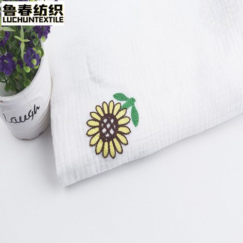 纯棉双层纱布 双层绉布 褶皱肌理面料 棉绉布刺绣 少儿面料