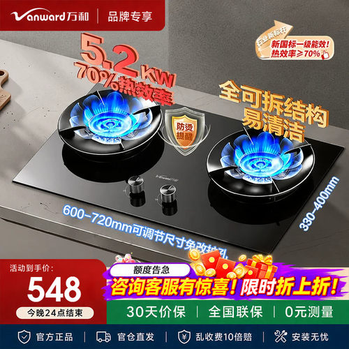 万和蓝莲花B9S天然气燃气灶煤气灶家用双灶猛火液化气灶台嵌入式