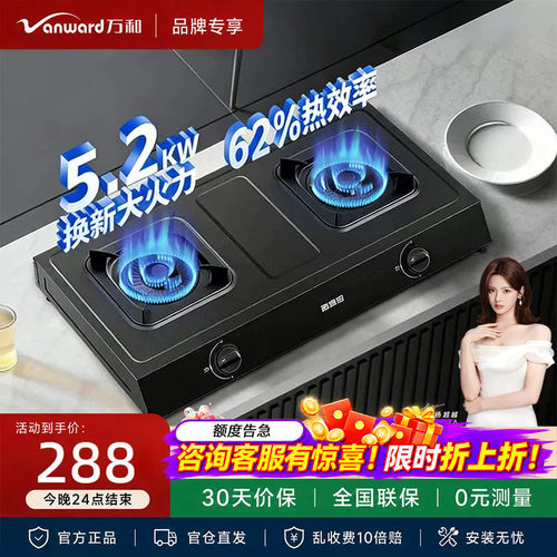 万和梅赛思台式燃气灶5.2KW双灶天然气液化气家用台式MB08-D9
