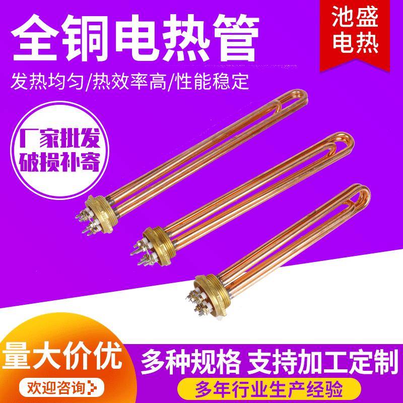 全铜烧水电热管加热棒DN50DN40水箱加热管3/9/12KW全铜加热管