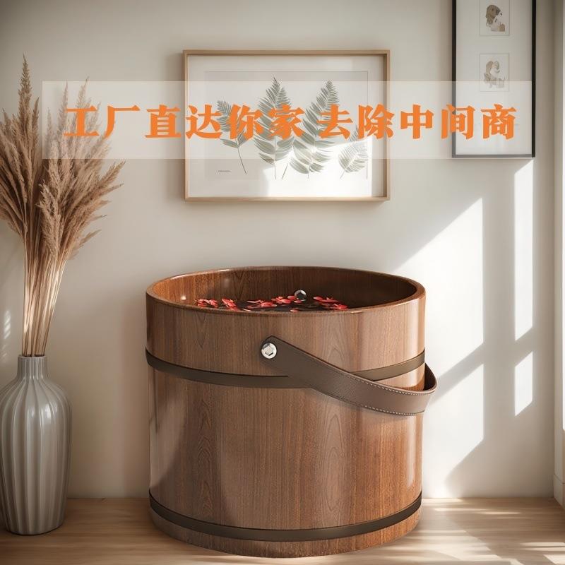 手提泡脚桶加厚木桶泡脚香柏木洗泡脚盆过小腿家用实木新洗脚盆款