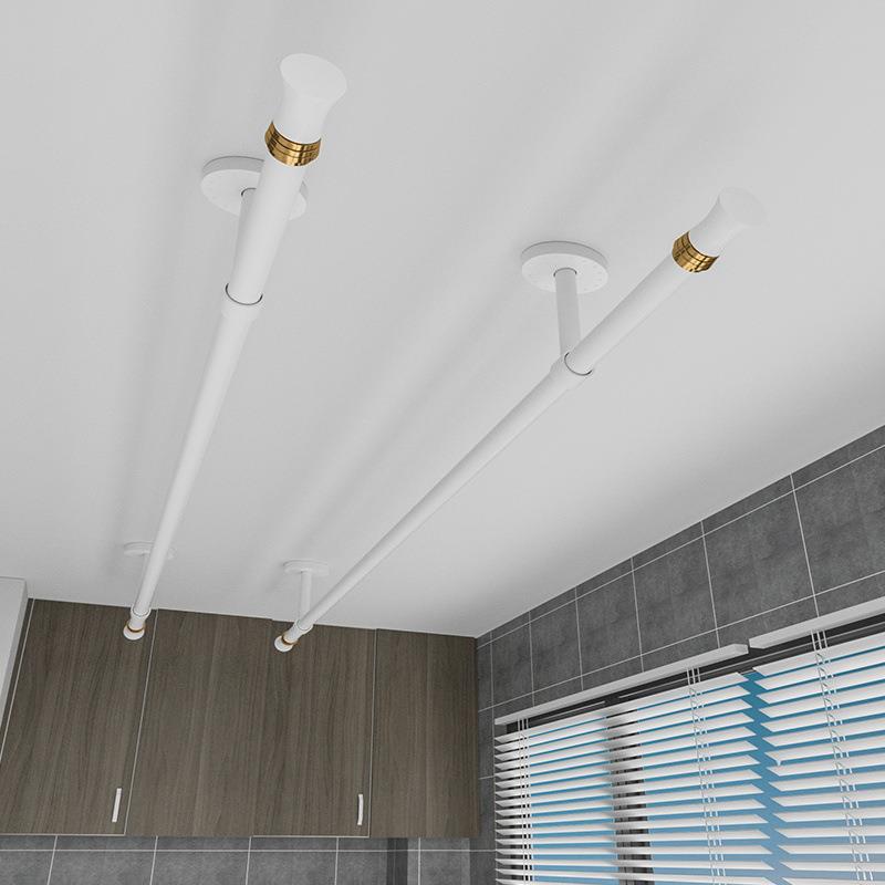 晾衣杆白色不锈钢晾衣架家用阳台凉衣捍晒衣服架子简易凉衣架晒架