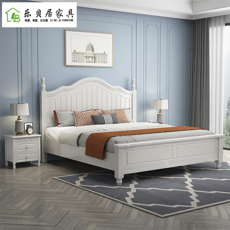 美式实木床1.8米轻奢双人婚床次卧白色公主床1.35m田园风格儿童床 - 封面