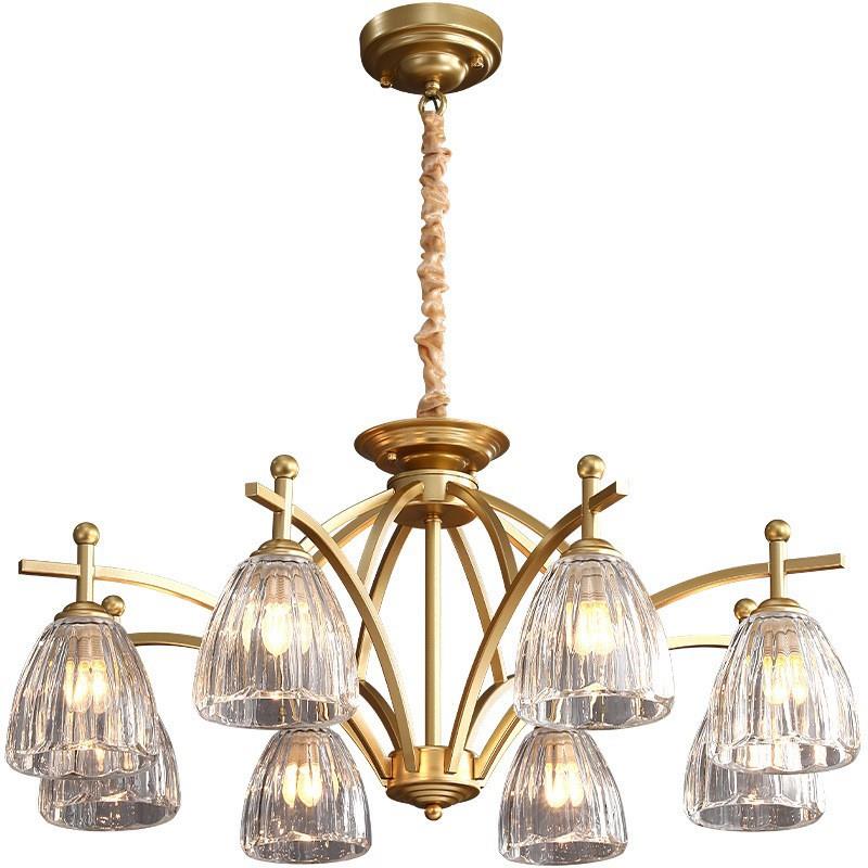 美式客厅床头水晶灯简约卧室书房轻奢餐厅别墅两用朝下灯罩灯具