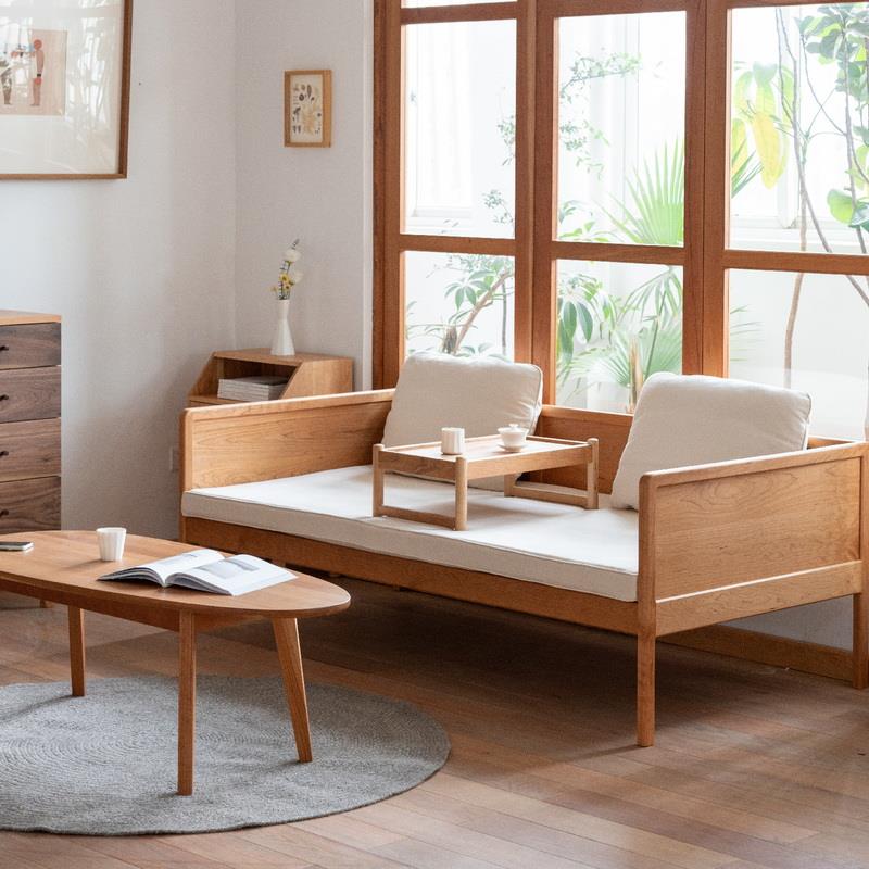 9WMUMO木墨床榻中式现代罗汉床日式原木实木客厅贵妃榻简约沙发