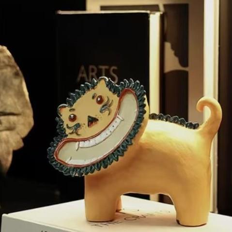 简约现代创意抽象狮动物树脂摆件样板房售楼处桌面书架软装饰品