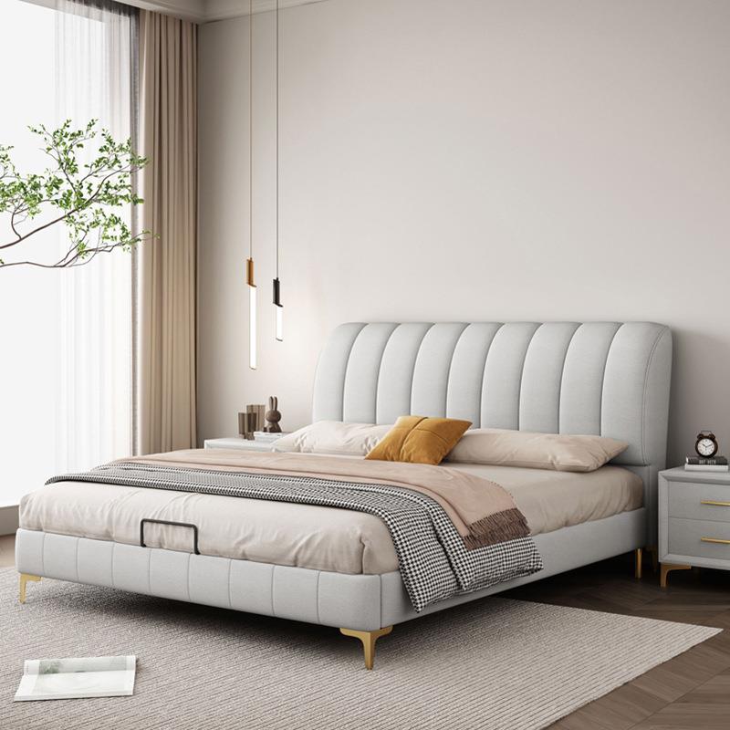 科技布床主卧布艺床双人床简约北欧卧室床婚床轻奢实木软包床