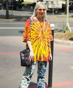 半袖 宽松手工情侣装 纯棉街头潮定制diy 扎染T恤圆领短袖 2021年夏季