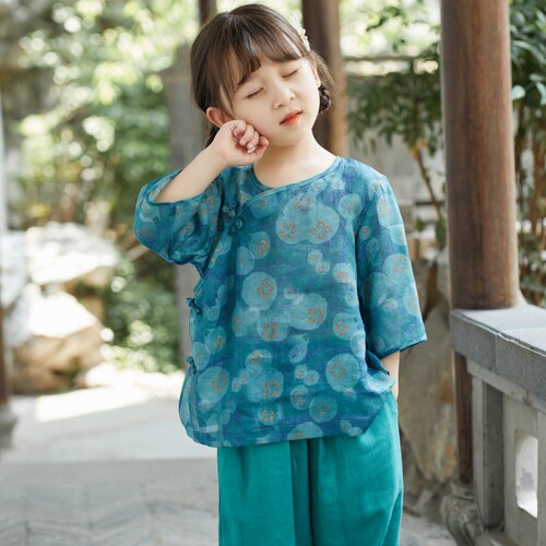 女童汉服夏款古风中国风古装超仙透气轻薄儿童套装民国风童装唐装