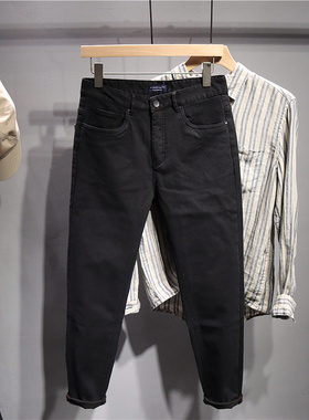 薄款基础款水洗黑色休闲裤男秋冬新款韩版潮流百搭修身小脚长裤男