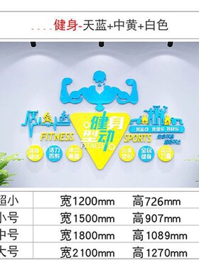 健身房墙面装饰亚克力3d立体贴纸运动图案背景工作室海报励志标语