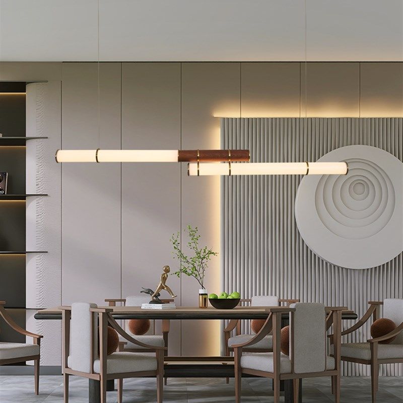 极简新中式长条餐厅吊灯北欧现代简约餐桌吧台装饰灯禅意茶室茶桌,家装灯饰光源,餐厅吊灯,淘宝优惠券,粉丝福利购,淘宝优惠卷