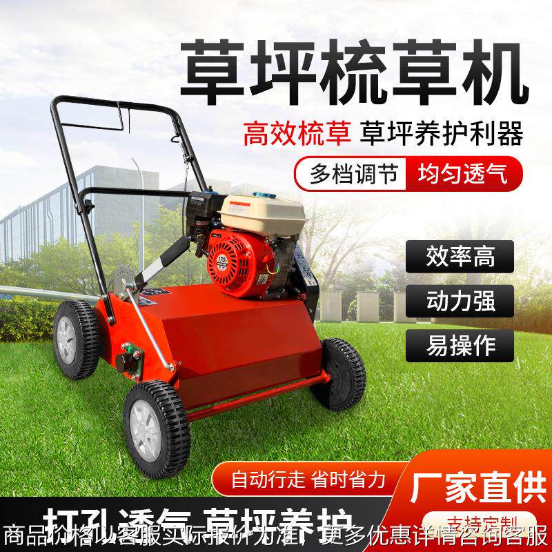 高密度草坪梳草机 草地枯草梳理打孔透气维护机 草坪养护利器