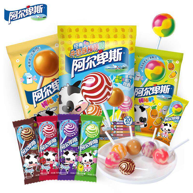 阿尔卑斯棒棒糖牛奶硬糖散装喜糖婚糖200g小零食儿童休闲糖果网红