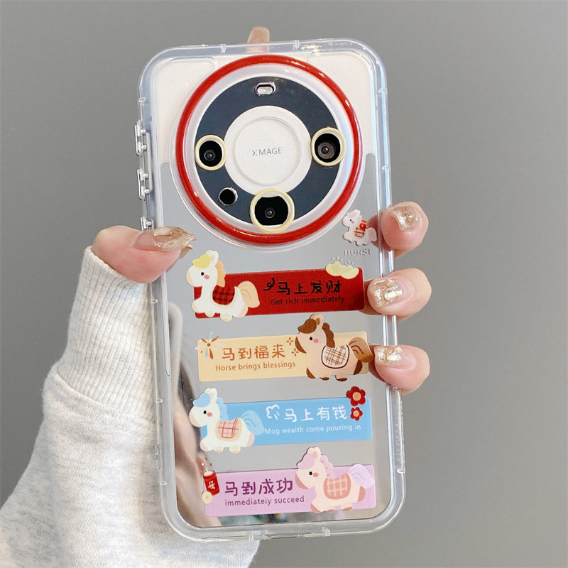 小众高级感适用华为MATE80PRO手机壳女70/60简约ins风nova14卡通小马13/12马上发财硅胶荣耀400软pura70镜面