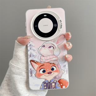 适用于华为MATE70手机壳女华为mate60卡通nova14粉雪朱迪尼克13可爱12硅胶荣耀400软pura80/70磨砂彩银50pro