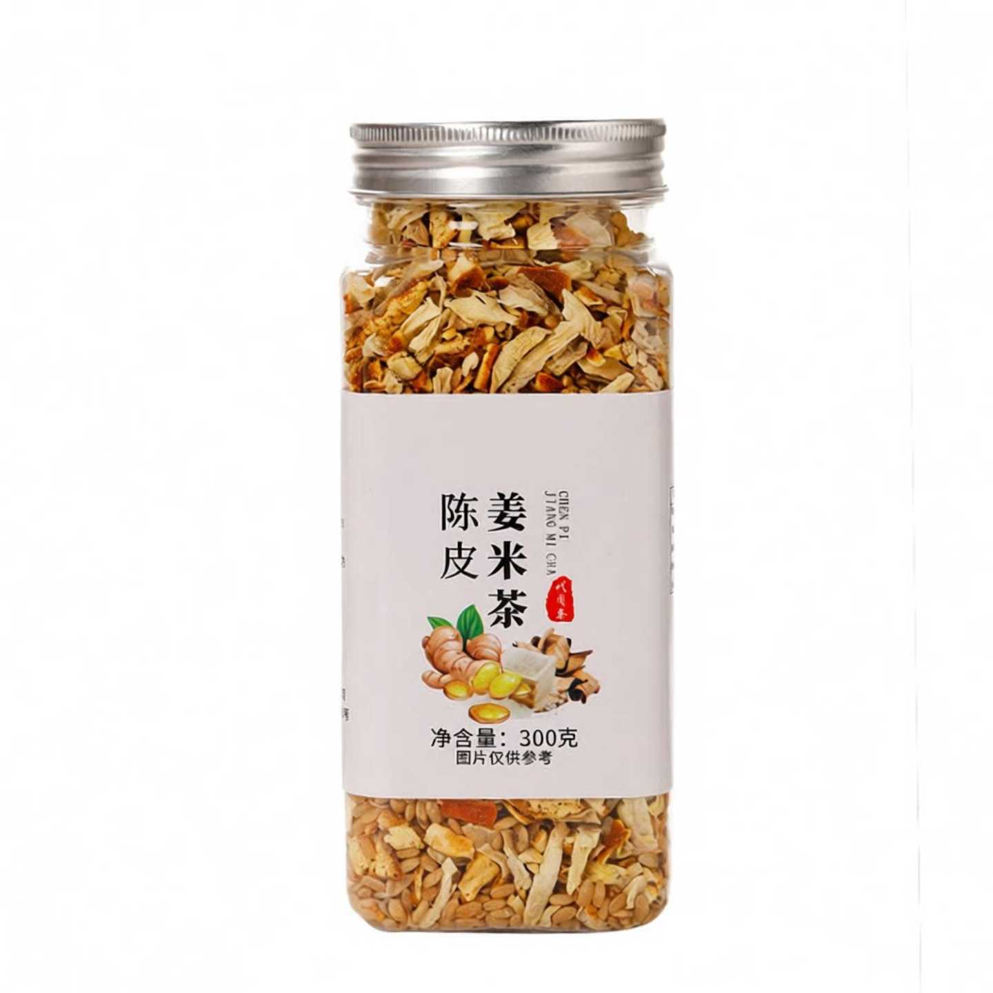 陈皮姜米茶罐装姜米炒熟姜丝陈皮花茶糙米橘皮干姜茶网红