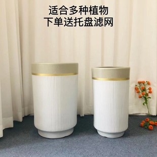 厂家直销客厅落地大码特大号轻奢陶瓷花盆高级感发财树龙血树专用