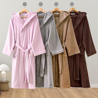 纯棉毛巾浴袍女成人连帽四季通用吸水可穿浴巾全棉情侣浴衣男睡袍