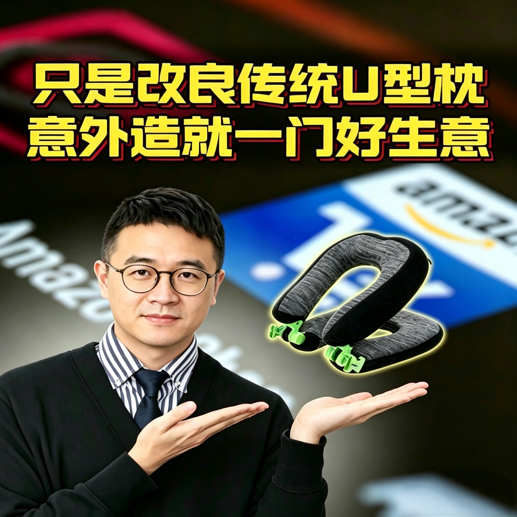 双U趴枕脖子护颈枕飞机高铁长途睡觉神器旅行火车颈枕u形办公室