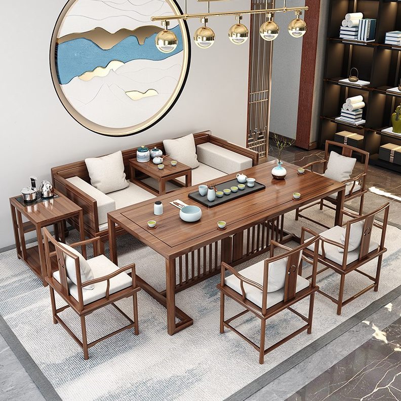 功夫茶桌新中式茶桌椅罗汉床沙发组合实木屏风茶道桌禅意泡茶台