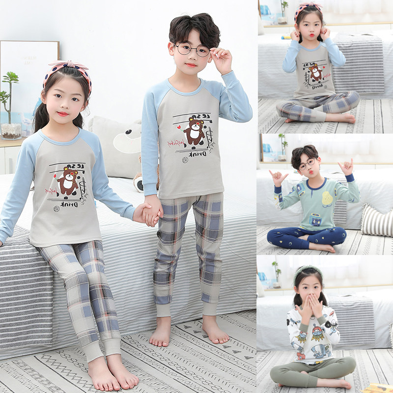 春秋季儿童睡衣套装男孩纯棉长袖宝宝秋衣秋裤男童内衣女童家居服