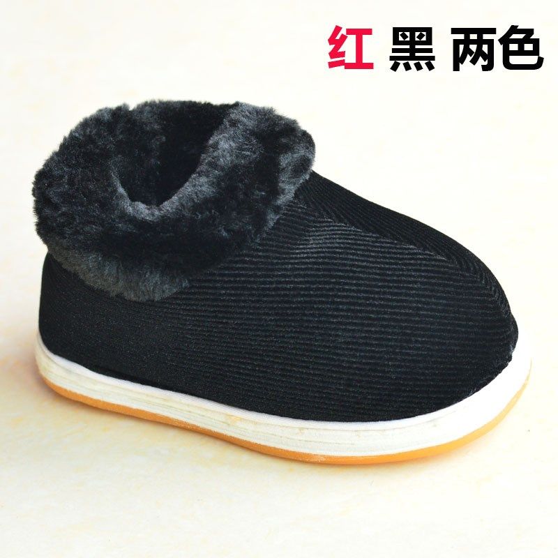 冬季加绒加厚千层底儿童手工棉鞋男 3-5-7岁小孩软底防滑透气布鞋