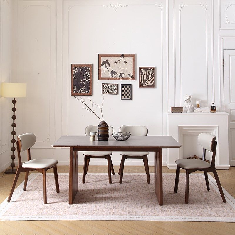 岩板餐桌白蜡木家用北欧长方形吃饭桌子实木餐桌椅2024新款小户型