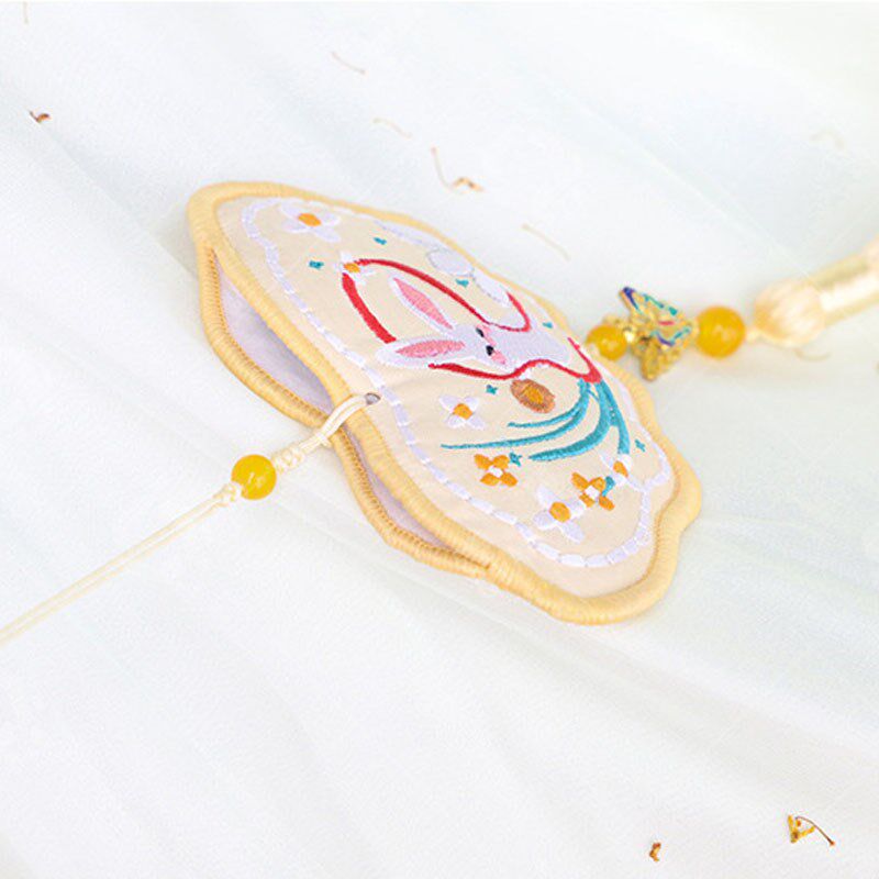 中秋香囊空袋兔子荷包刺绣挂脖香袋汉服配饰挂件月兔桂花异形香包