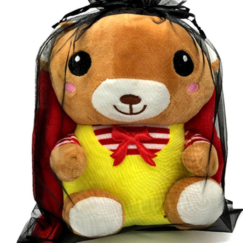 35*50cm大号抽绳束口纱袋礼品包装袋帽子围巾衣服拖鞋收纳袋红色