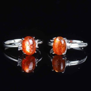 天然金太阳戒指 日光石 耳钉 金草莓 女款生日礼物饰品送鉴定