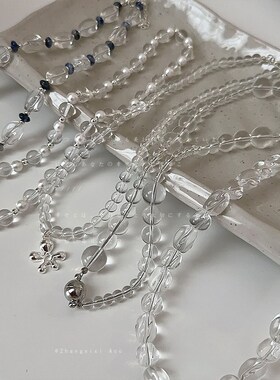 简约透明水晶串珠项链合集女精致高级感大气时尚百搭颈链锁骨链