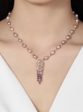 天然麦穗珍珠项链女款小众设计感高级首饰轻奢气质锁骨链节日礼物