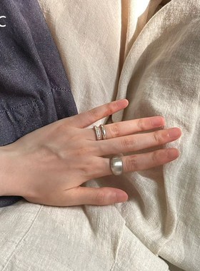 几何金属哑光素圈戒指女小众设计高级感简约冷淡风可调节食指指环