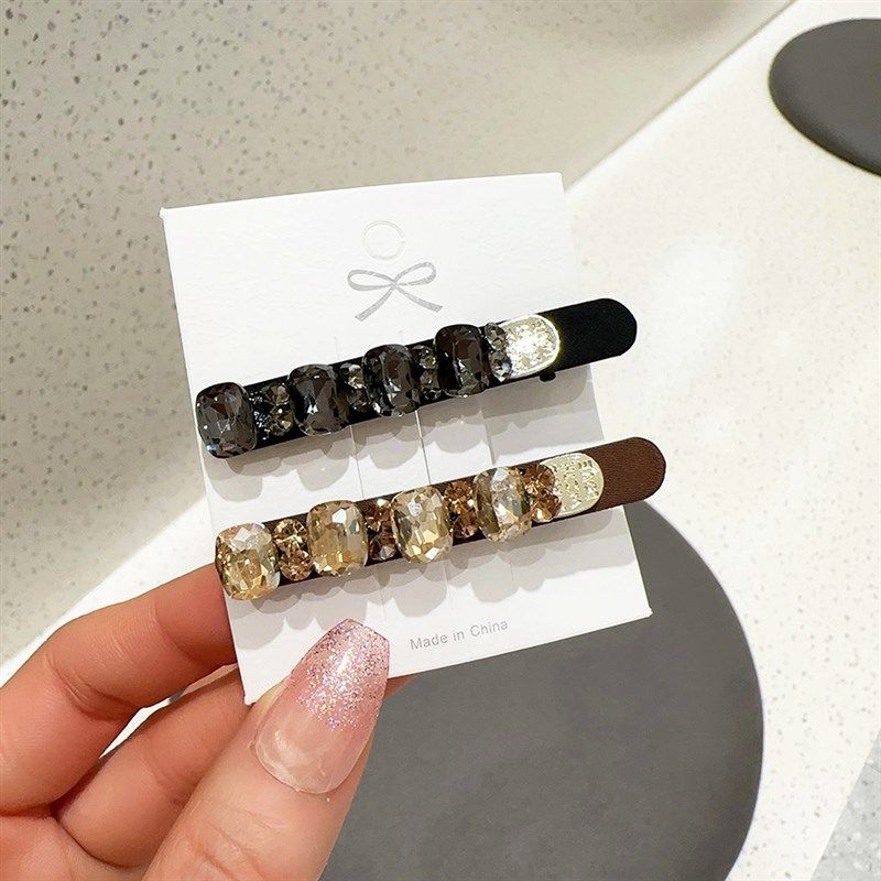 2024新宽气质水钻发夹侧边夹女前额刘海夹碎发夹后脑勺鸭嘴夹发卡